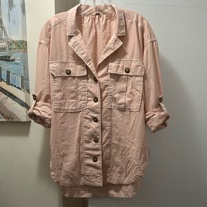 Free People Pink/Peach Button Down Shirt